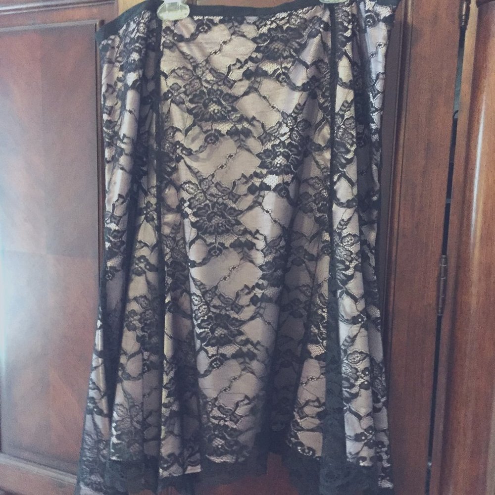 Alfani Satin with Lace Overlay Skirt
